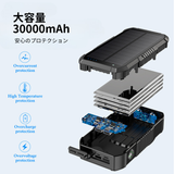 新商品 大容量30000mAh 非常時対応・手回し発電＆ソーラー充電 フラッシュ&SOS ライトパワーバンク【送料無料・最短当日発送】